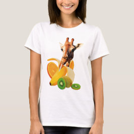 Giraffe in a Banana with orange and Kiwi Fruits T-shirt