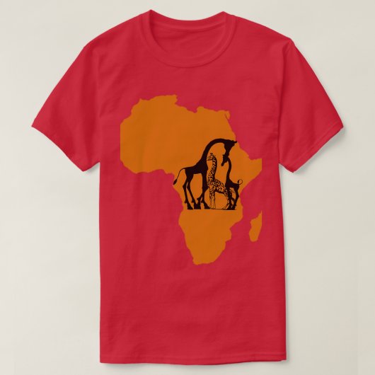 Giraffe in Africa Map T-shirt (Design voorkant)