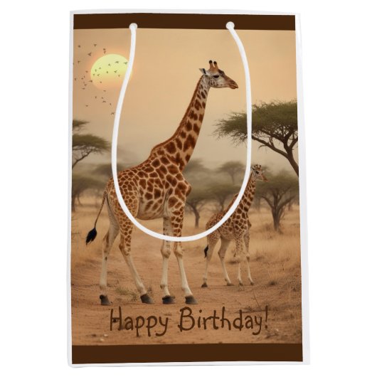Giraffe in Afrika Medium Cadeauzakje (Voorkant)