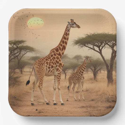 Giraffe in Afrika Papieren Bordje (Voorkant)