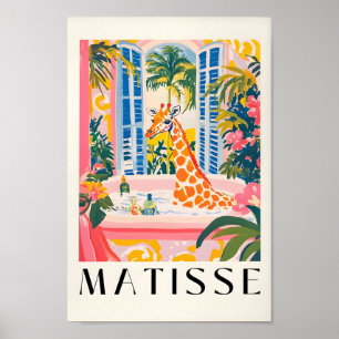 Giraffe in bad, leuke badkamer Poster, Dier Poster