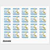 Giraffe in Blue Bow Baby shower voor Boy Vierkante Sticker (Vel)