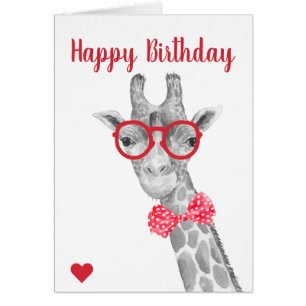 Giraffe in bril en Stropdas van Bow Birthday