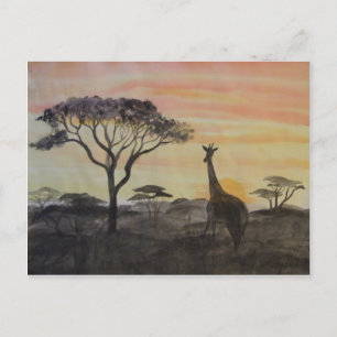 Giraffe in de Afrikaanse Sunset Briefkaart