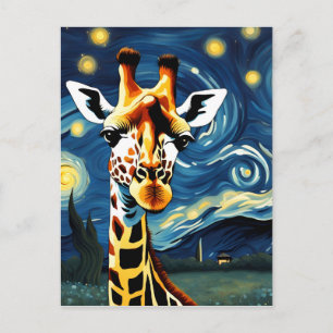 Giraffe in de Sterrennacht Briefkaart