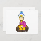 Giraffe in de winter met sjaal en hoed briefkaart (Voorkant / Achterkant)