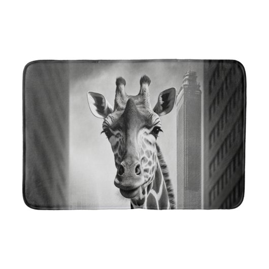 Giraffe in een Cityscape Badmat (Voorkant)