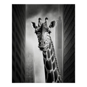 Giraffe in een Cityscape Perfect Poster