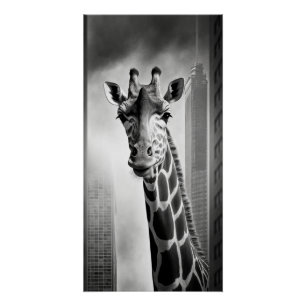 Giraffe in een Cityscape Perfect Poster