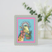 GIRAFFE IN EEN CUTE PAASMUTS, EIERMANDJE Plat Feestdagenkaart (Staand voorkant)