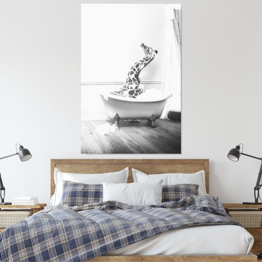 Giraffe in een Poster in bad Canvas Afdruk (Insitu (Slaapkamer))