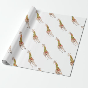 Giraffe in een Scarf Cadeaupapier