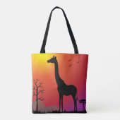 Giraffe in het tas van de zonsonderste schouder (Achterkant)