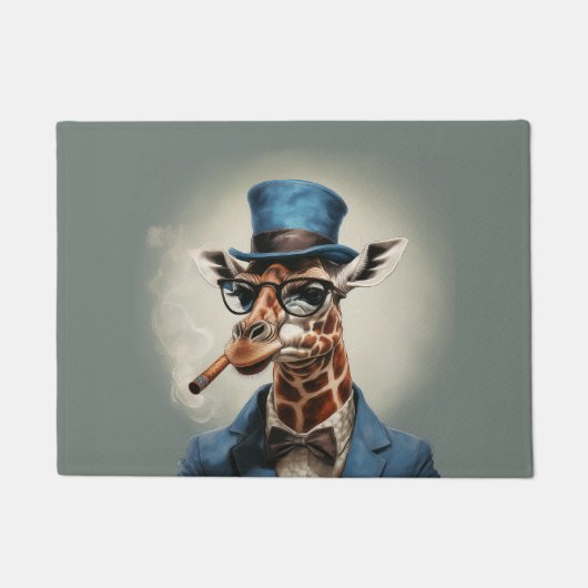 Giraffe in hoge hoed en jas deurmat (Voorkant)