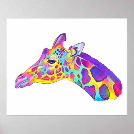 Giraffe in kleuren poster (Voorkant)