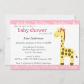 Giraffe in roze boog Baby shower voor meisje Kaart (Voorkant)