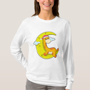 Giraffe in slaapstand met maan t-shirt