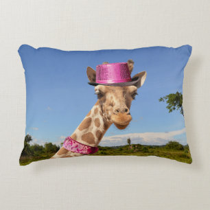 Giraffe in sparkly roze pet accent kussen
