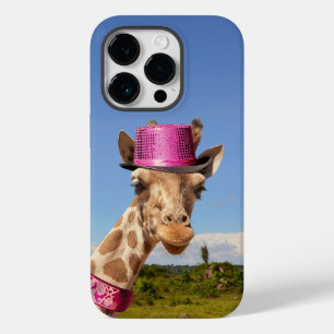 Giraffe in sparkly roze pet Case-Mate iPhone 14 pro hoesje