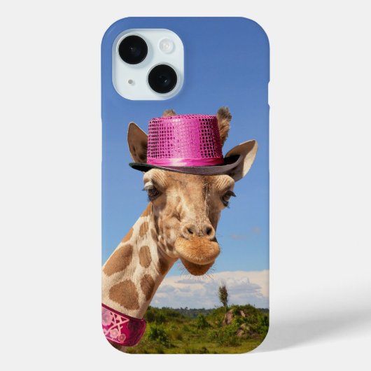 Giraffe in sparkly roze pet Case-Mate iPhone case (Achterkant)