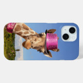 Giraffe in sparkly roze pet Case-Mate iPhone case (Achterkant (horizontaal))