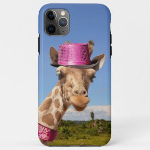 Giraffe in sparkly roze pet iPhone 11 pro max hoesje