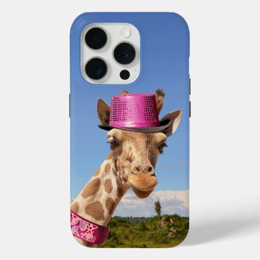 Giraffe in sparkly roze pet Case-Mate iPhone case (Achterkant)