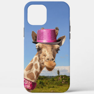 Giraffe in sparkly roze pet iPhone 12 pro max hoesje