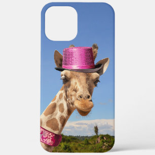 Giraffe in sparkly roze pet iPhone 12 pro max hoesje