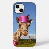 Giraffe in sparkly roze pet Case-Mate iPhone case (Achterkant)