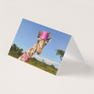 Giraffe in sparkly roze pet kaart