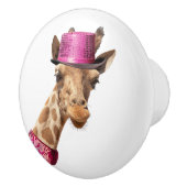 Giraffe in sparkly roze pet keramische knop (Rechts)