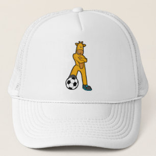 Giraffe in Sport met Voetbal Trucker Pet