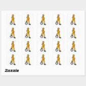 Giraffe in Sport met Voetbal Vierkante Sticker (Vel)