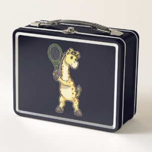 Giraffe in Tennis met Tennis racket