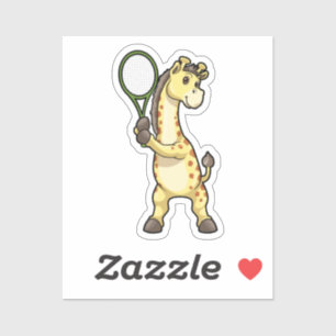 Giraffe in Tennis met Tennis racket Sticker