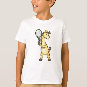 Giraffe in Tennis met Tennis racket T-shirt
