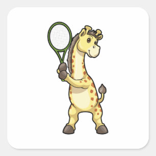 Giraffe in Tennis met Tennis racket Vierkante Sticker