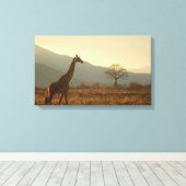 Giraffe in the Savannah Canvas Afdruk (Insitu (Houten vloer))