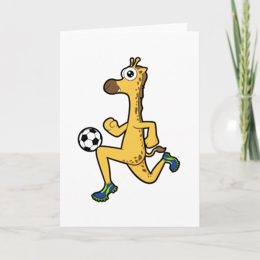 Giraffe in Voetbal Sport Kaart (Voorkant)