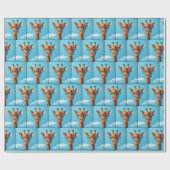 Giraffe in wolken met bril cadeaupapier (Vlak)