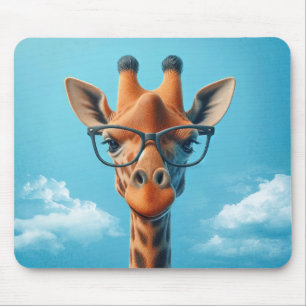 Giraffe in wolken met bril muismat