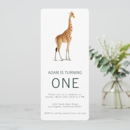 Giraffe Invitation d'anniversaire (Debout devant)