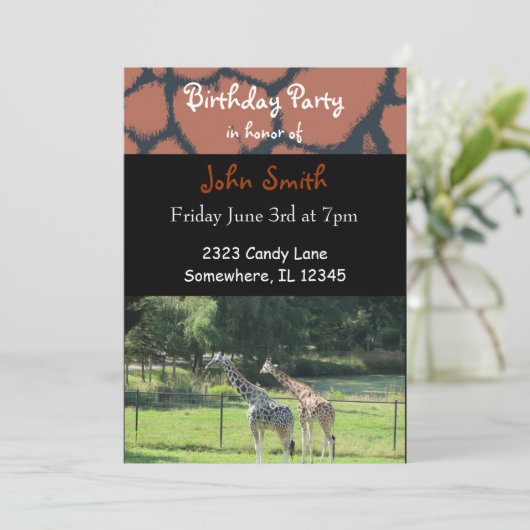 Giraffe Invitation d'anniversaire (Debout devant)
