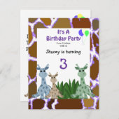 Giraffe Invitation d'anniversaire (Devant / Derrière)