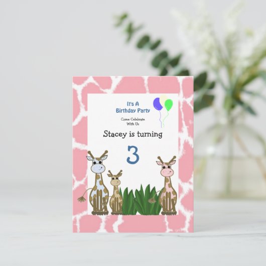 Giraffe Invitation d'anniversaire (Debout devant)