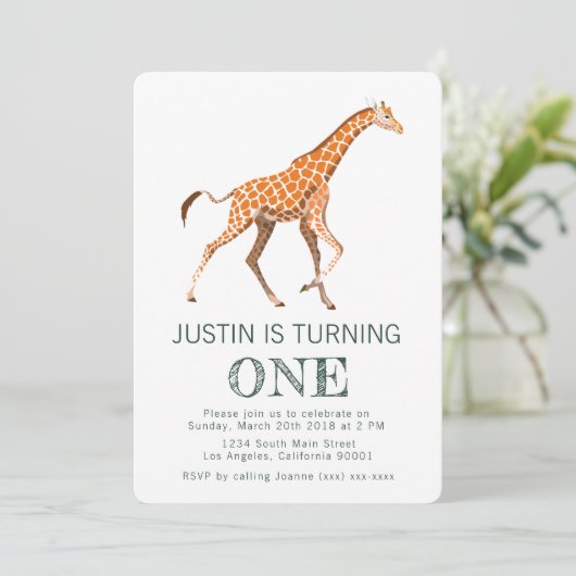 Giraffe Invitation d'anniversaire (Debout devant)
