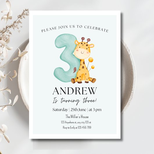 Giraffe Invitation d'anniversaire, Anniversaire mi