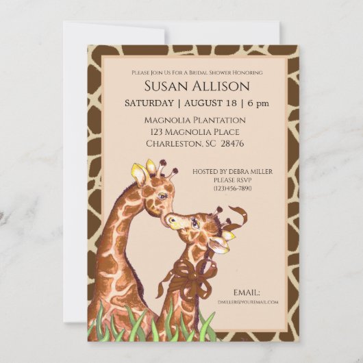 Giraffe Invitation de douche nuptiale (Devant)