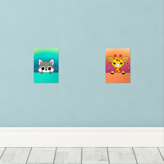 Giraffe & Jackal Poster Set 3 (Houten vloer)